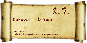 Kokovai Tünde névjegykártya